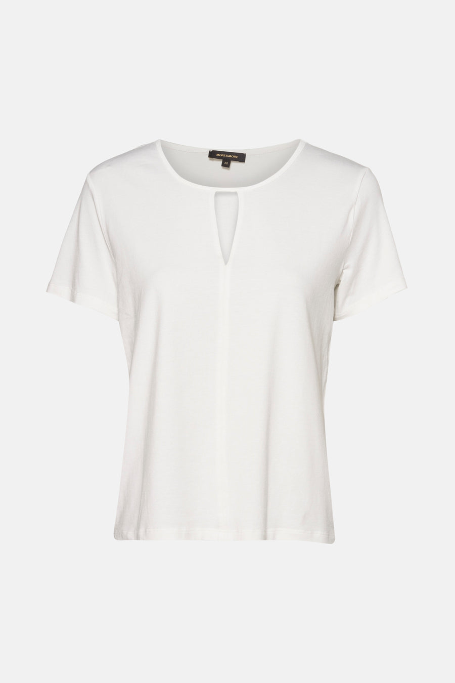 Wit T-shirt met korte mouwen van MORE & MORE, effen en casual, van achteren getoond.