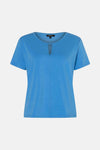 Blauw T-shirt met korte mouwen van MORE & MORE, achterzijde.