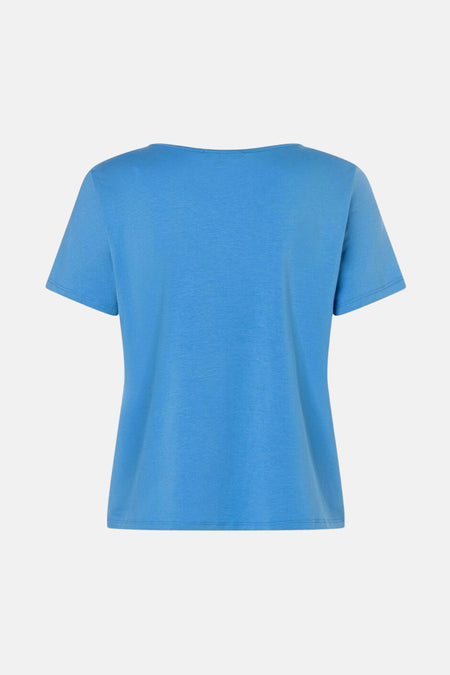 T-shirt bleu à manches courtes de MORE & MORE, vue de dos.