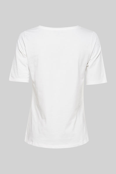Wit T-shirt met korte mouwen van MORE & MORE, klassieke pasvorm, op een effen grijze achtergrond.