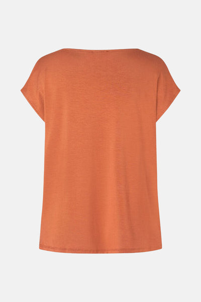 T-shirt à manches courtes brun de MORE & MORE, coupe carrée avec texture visible.
