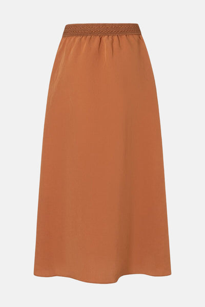 Lange bruine rok van MORE & MORE met elastische tailleband.