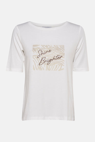 Wit T-shirt met korte mouwen van MORE & MORE, met een klassieke pasvorm en een gladde stof.