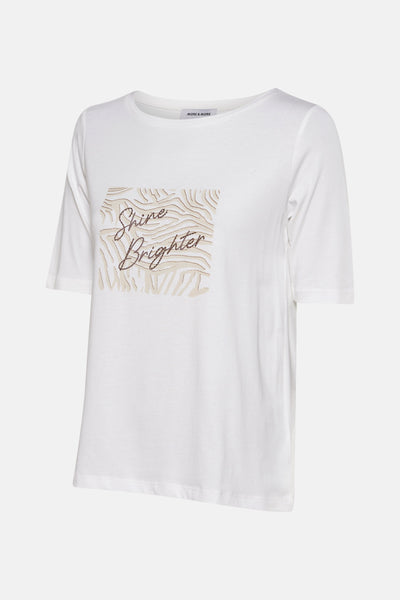 Wit T-shirt met korte mouwen van MORE & MORE, versierd met een grafische print en decoratieve letters.