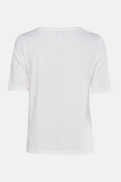 T-shirt blanc à manches courtes de MORE & MORE, avec une coupe classique et un tissu lisse.