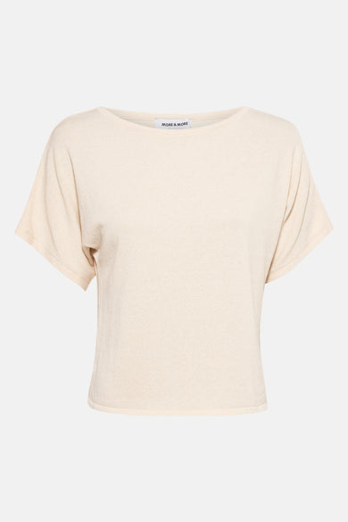 T-shirt écru à manches courtes de MORE & MORE, avec une texture tricotée discrète.