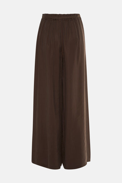 Bruine, wijde broek van MORE & MORE, palazzo-model, met elastische tailleband.