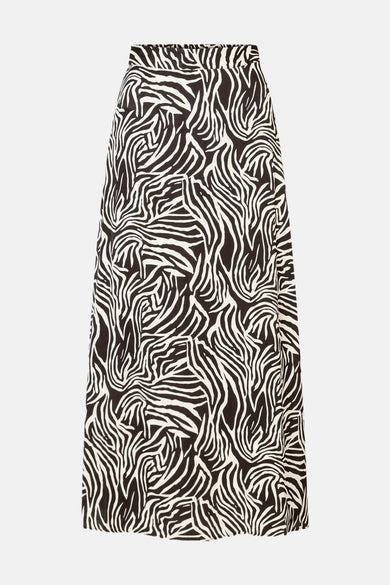 Lange bruine rok met zebraprint van MORE & MORE.