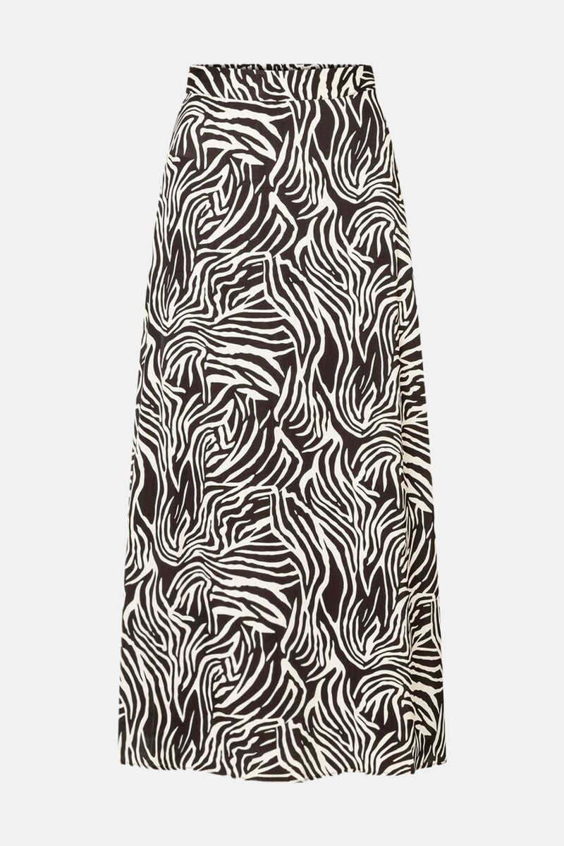 Lange bruine rok met zebraprint van MORE & MORE.