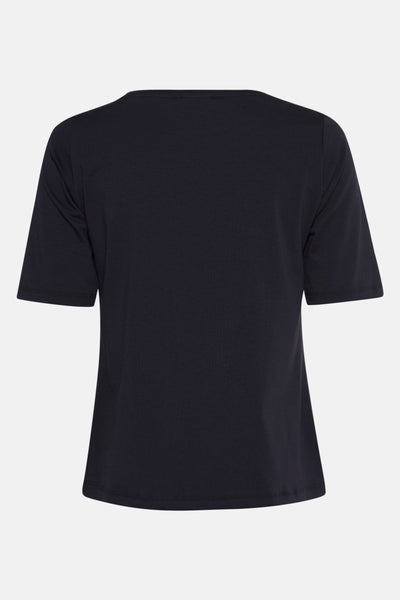 Blauw T-shirt met korte mouwen van MORE & MORE, effen, op lichte achtergrond.