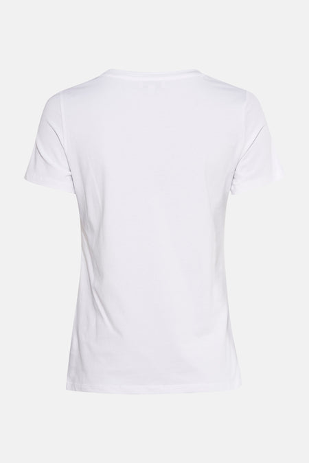 Wit T-shirt met korte mouwen van MORE & MORE, van achteren getoond, met korte mouwen.