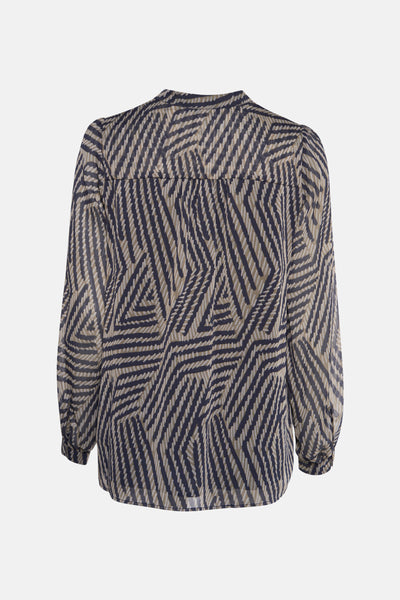 Multikleuren blouse met lange mouwen van MORE & MORE, met all-over geometrisch patroon.