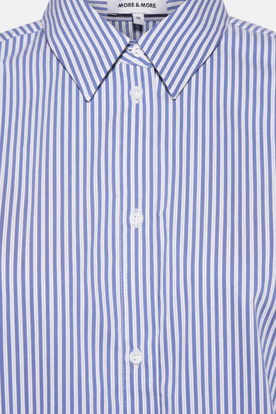 Blauw gestreept overhemd met lange mouwen van MORE & MORE, met knoopsluiting.
