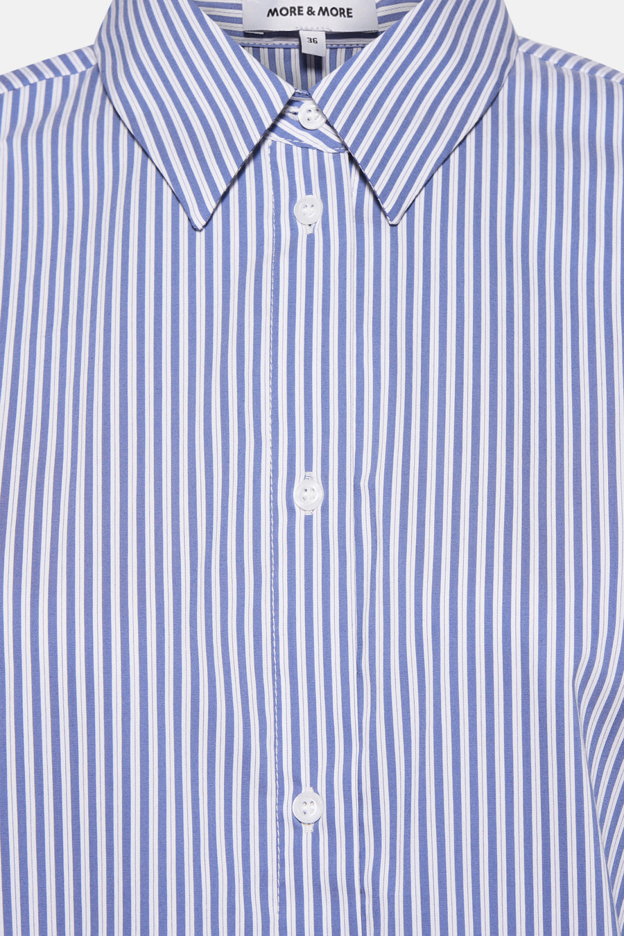 Blauw gestreept overhemd met lange mouwen van MORE & MORE, met knoopsluiting.