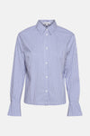 Blauw-wit gestreept overhemd met lange mouwen van MORE & MORE, met uitlopende mouwen en witte knopen.