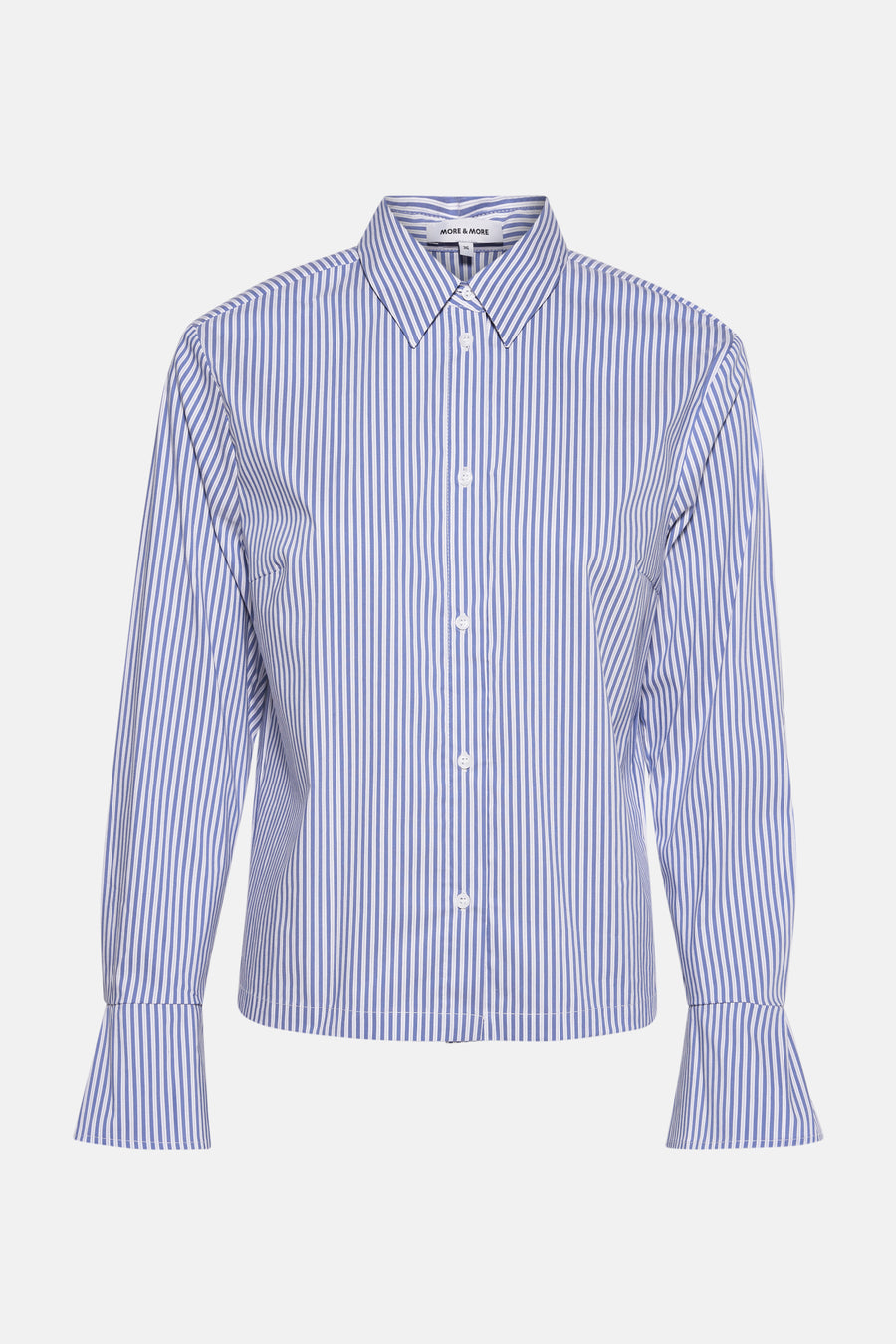 Blauw-wit gestreept overhemd met lange mouwen van MORE & MORE, met uitlopende mouwen en witte knopen.