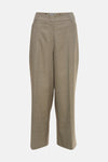 7/8 chino broek groen van MORE & MORE, met een subtiele visgraatstructuur.