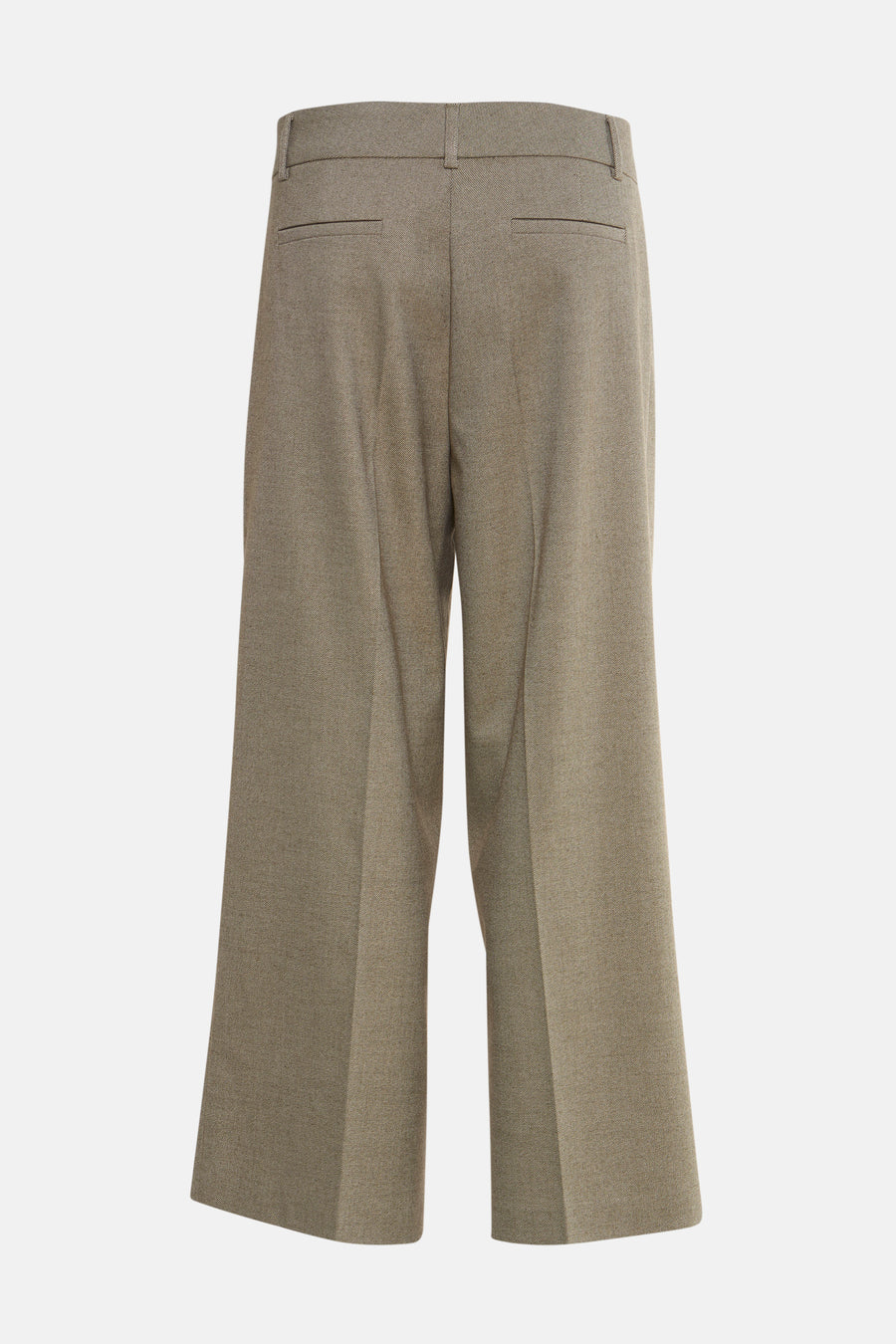 7/8 groene broek van MORE & MORE, achterkant, met een visgraatstructuur.