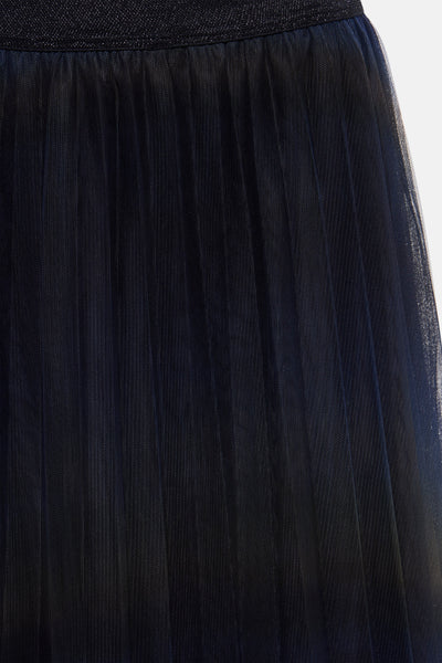Lange rok van marineblauw tule van MORE & MORE, met elastische tailleband met pailletten.