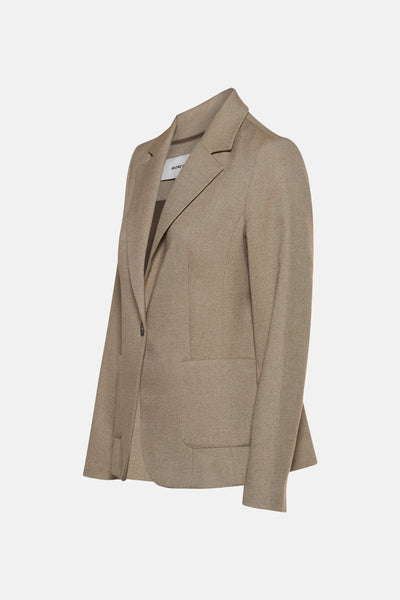 Groene blazer van MORE & MORE, met subtiele visgraatstructuur, klassieke pasvorm met zak.