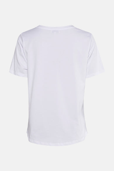 Wit T-shirt met korte mouwen van MORE & MORE, van gladde jersey, achterzijde.