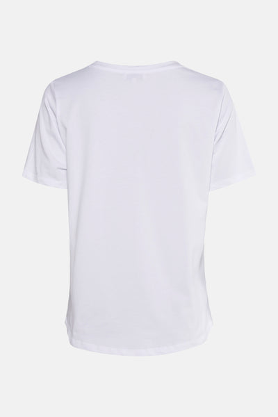 Wit T-shirt met korte mouwen van MORE & MORE, van gladde jersey, achterzijde.
