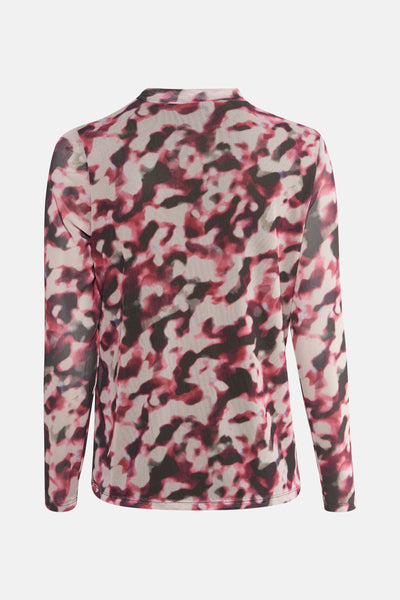 Multikleuren T-shirt met lange mouwen van MORE & MORE, met abstract gespikkeld patroon.
