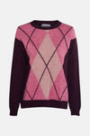 Multikleuren rondehals trui van MORE & MORE met ruitpatroon en gebreide textuur.