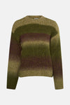 Groene trui met ronde hals van MORE & MORE, met strepen en ribgebreid.