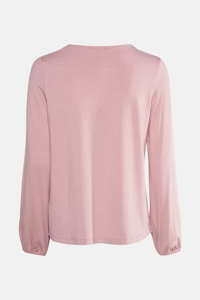 T-shirt rose à manches longues de MORE & MORE, manches blousantes, vu de dos.