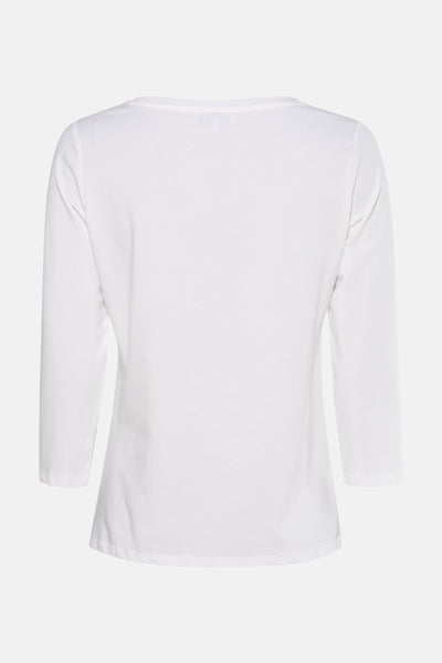 Wit T-shirt met 3/4 mouwen van MORE & MORE, effen, op lichte achtergrond, achterzijde.
