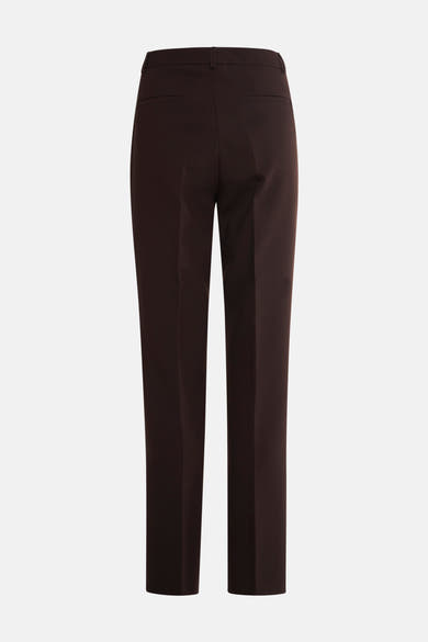 Pantalon de costume brun de MORE & MORE, vue arrière, coupe droite et poches passepoilées.