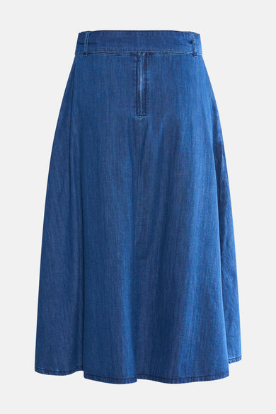 Jupe longue en denim bleu moyen de MORE & MORE, avec une fermeture éclair visible.