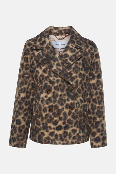 Korte meerkleurige jas van MORE & MORE met luipaardprint en knoopsluiting.