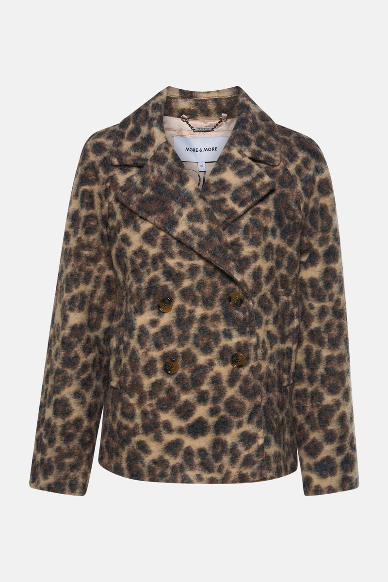 Korte meerkleurige jas van MORE & MORE met luipaardprint en knoopsluiting.