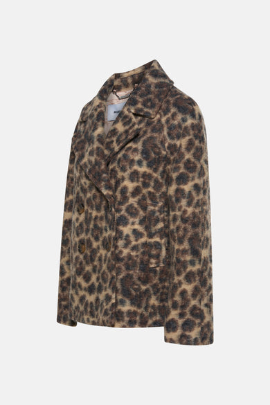 Kort jasje met luipaardprint van MORE & MORE met een reverskraag en een overslagsluiting.