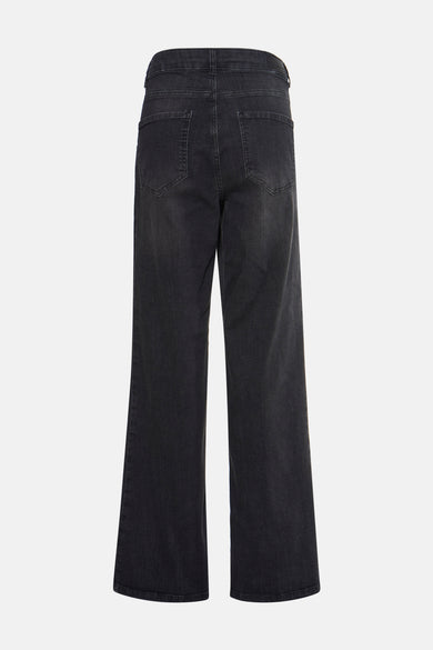 Jean droit en denim gris foncé de MORE & MORE, vue de dos.