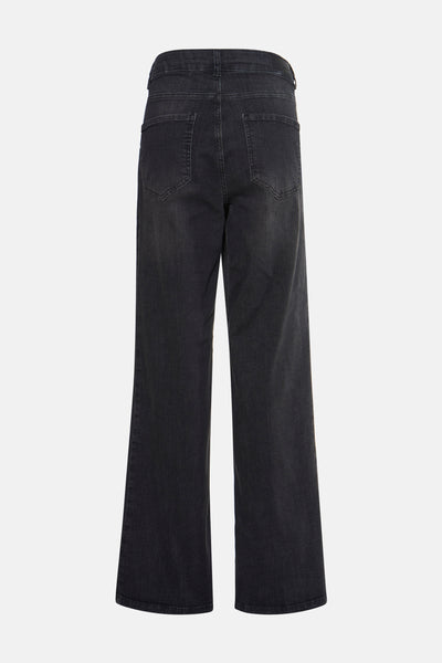 Jean droit en denim gris foncé de MORE & MORE, vue de dos.