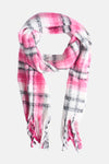 Multikleuren sjaal van MORE & MORE met een roze, witte en grijze ruitprint.