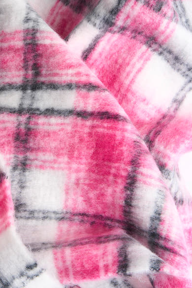 Foulard multicolore by MORE & MORE avec motif à carreaux rose, blanc et gris.
