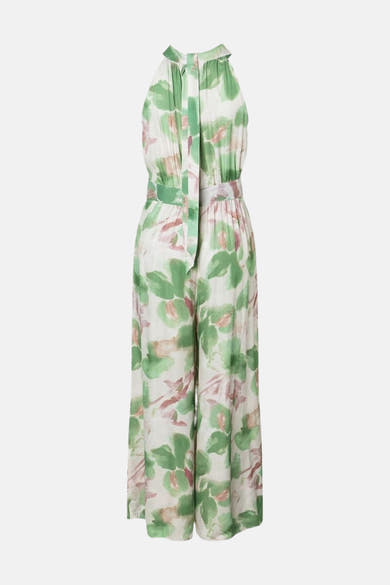 Combinaison multicolore de MORE & MORE avec motif floral vert et rose, coupe ample et ceinture nouée.