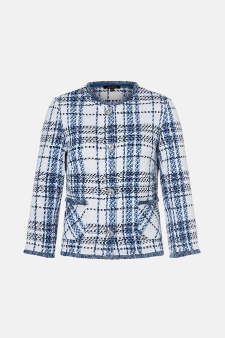 Veste courte multicolore de MORE & MORE avec motif à carreaux et détails effilochés.