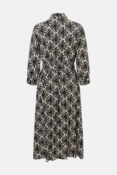 Robe noire imprimée by MORE & MORE, avec motif floral sur l'ensemble du vêtement, vue de dos.
