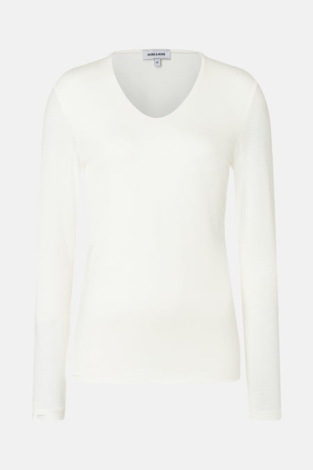 Top met lange mouwen wit van MORE & MORE, achterkant op neutrale achtergrond.