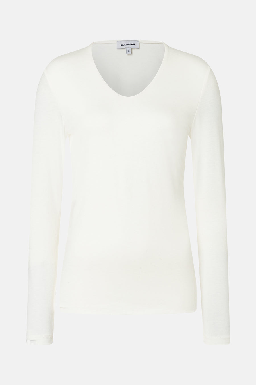 Top met lange mouwen wit van MORE & MORE, achterkant op neutrale achtergrond.