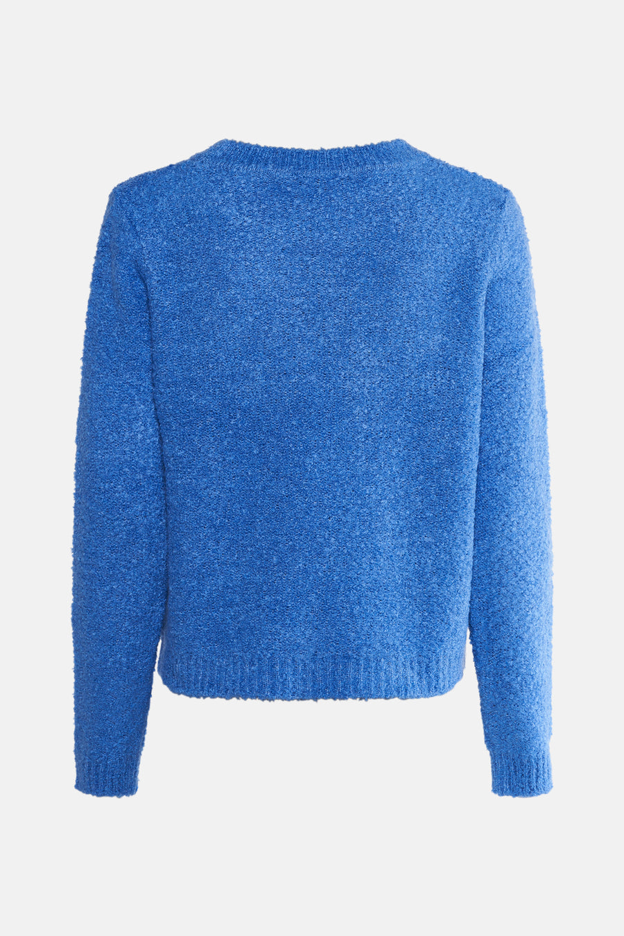 Ronde hals trui blauw van MORE & MORE, in dik gebreid textuurbreisel.