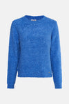 Blauwe trui met ronde hals van MORE & MORE, in een getextureerd breisel.