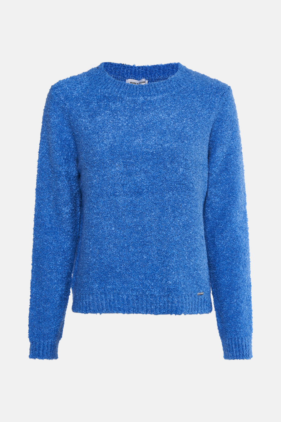 Blauwe trui met ronde hals van MORE & MORE, in een getextureerd breisel.