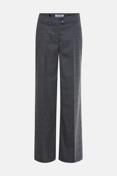 Pantalon de costume gris chiné de MORE & MORE, coupe droite à carreaux discrets.

