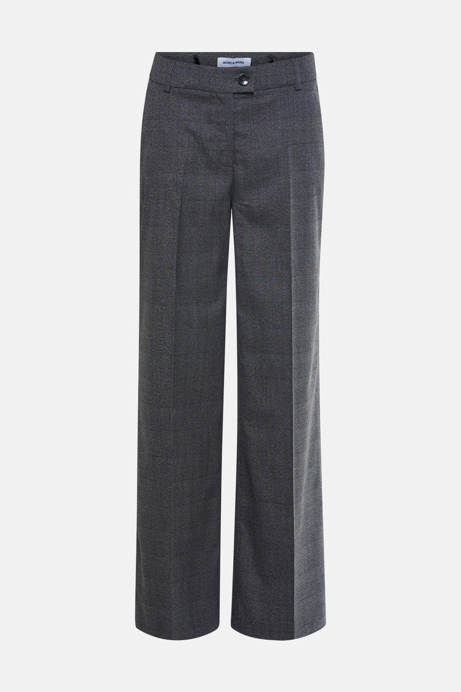 Pantalon de costume gris chiné de MORE & MORE, coupe droite à carreaux discrets.
